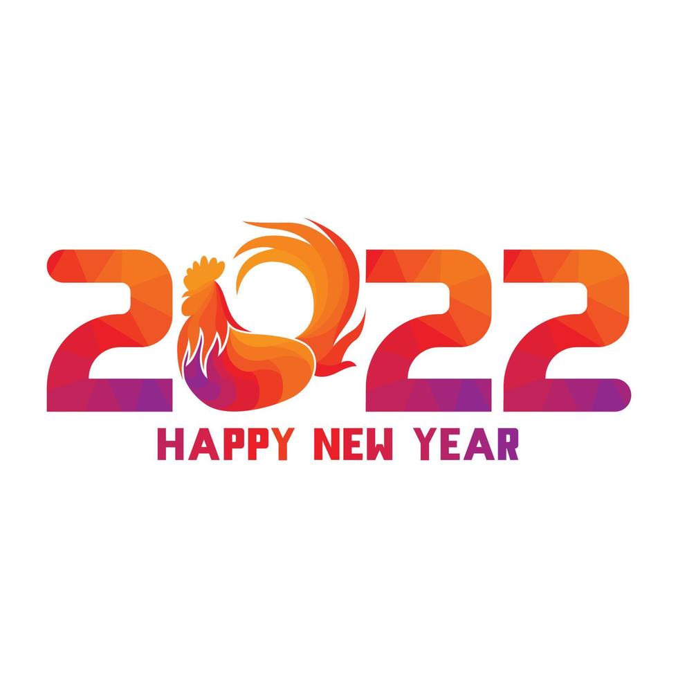 2022 rooster new year creative greeting card with Rooster made up a lot of gradient color vector