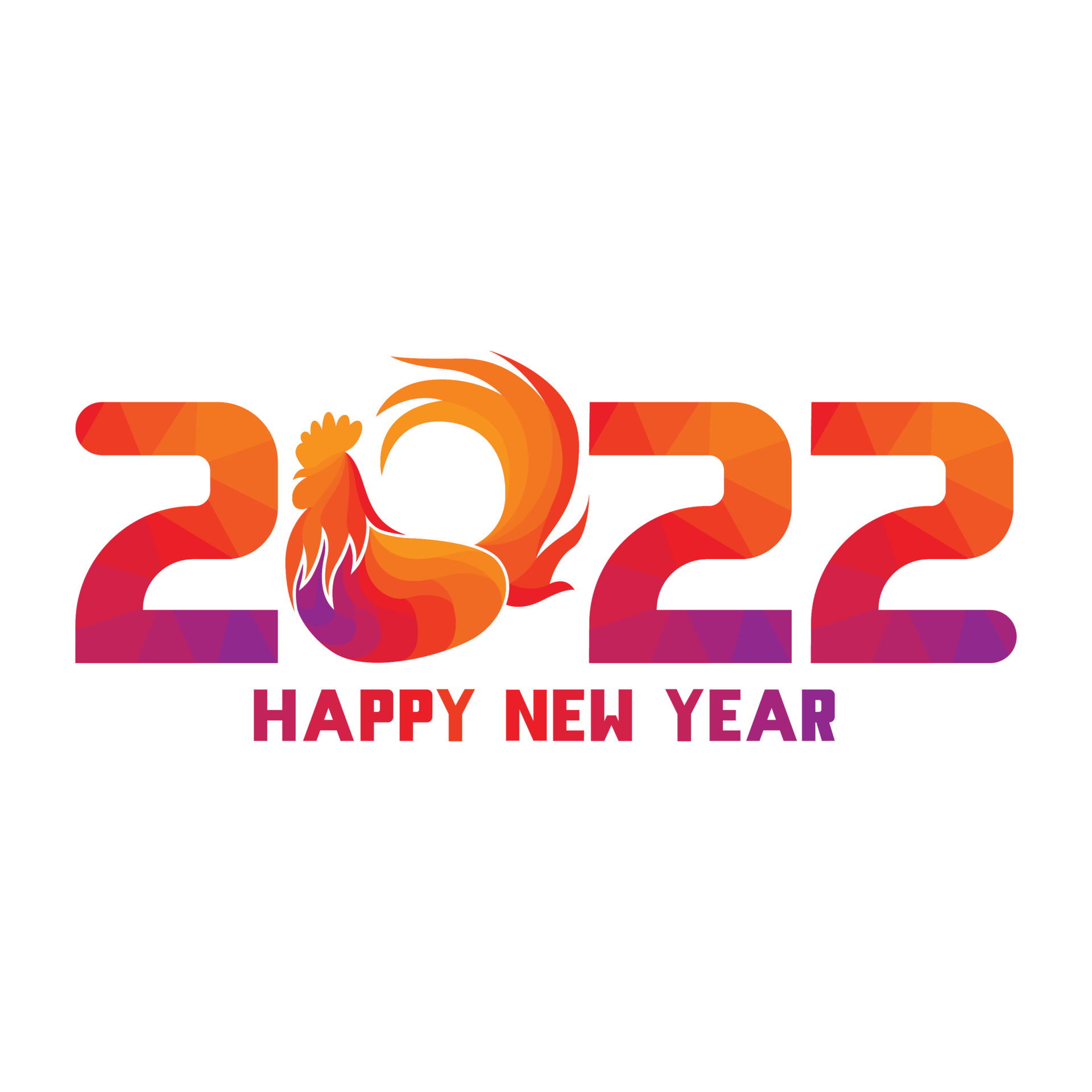 2022 rooster new year creative greeting card with Rooster made up a lot