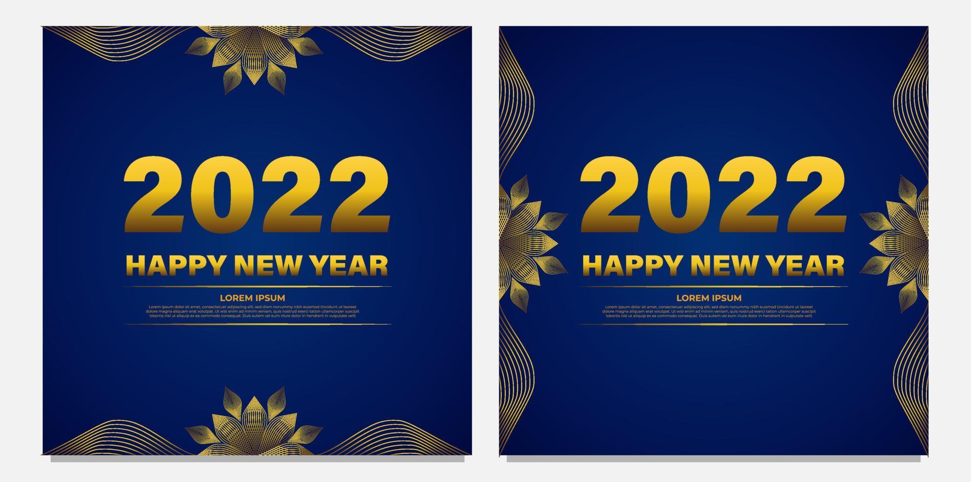 celebración de año nuevo azul y dorado b publicación en redes sociales vector