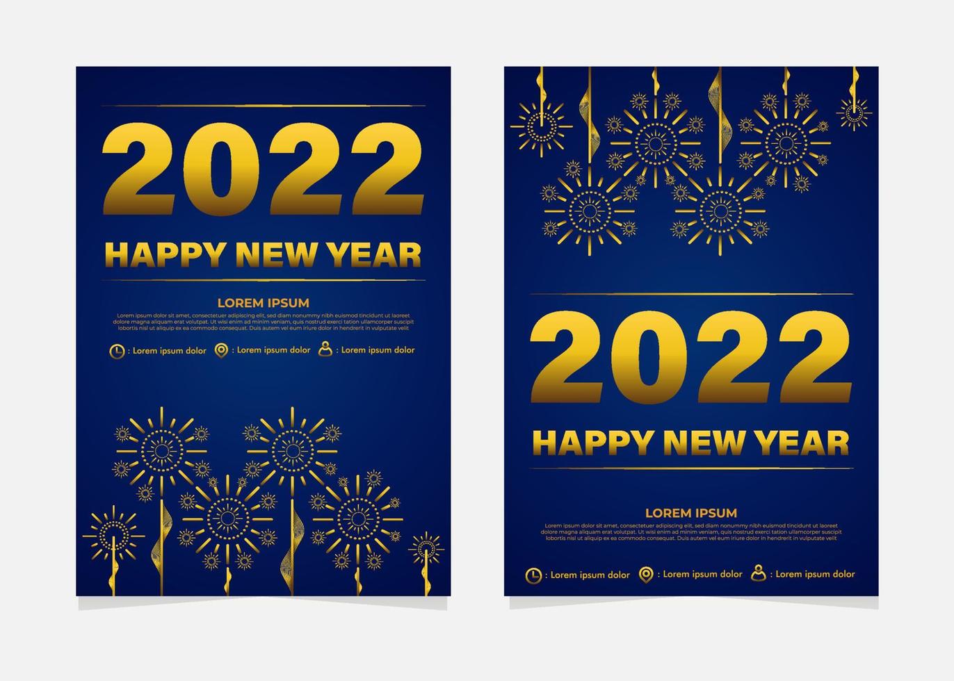 blue and gold new year celebration flyer template vector