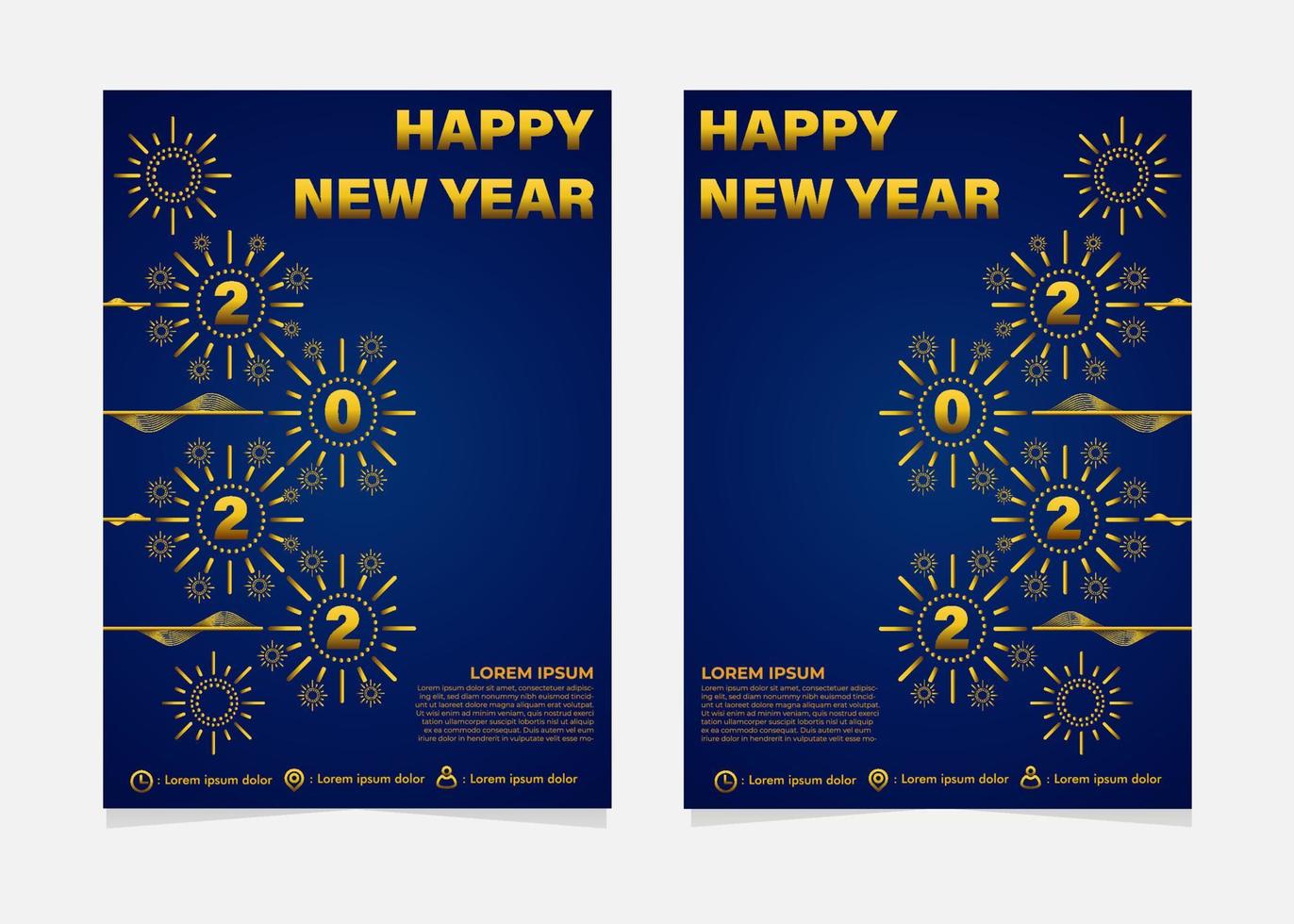 blue and gold new year celebration flyer template vector