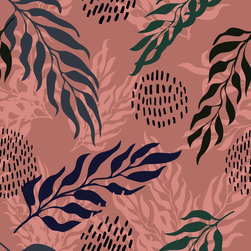 Vector seamless pattern with colorful watercolor illustration of exotic leaves. Use it for wallpaper, textile print, pattern fills, web page, surface textures, wrapping paper, design of presentation