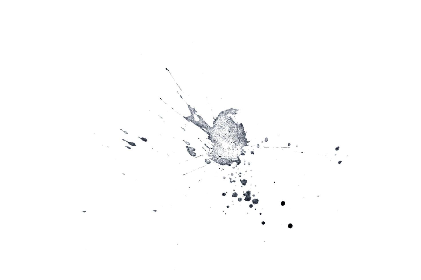 black ink splashes for graphic design elements. Abstract ink stroke and splash texture on white paper. Hand drawn illustration brush for dirty texture photo