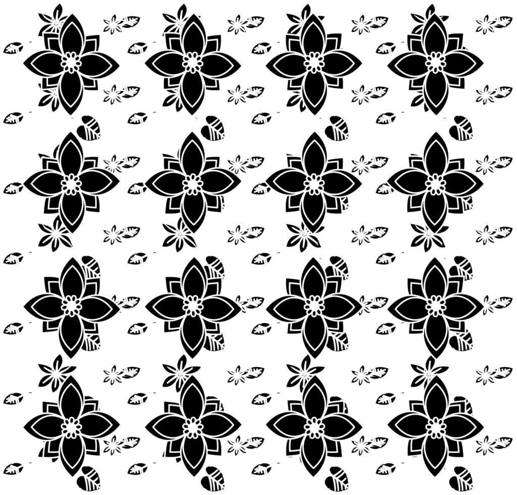 seamless pattern floral motif batik vector design. black and white texture. for background, wallpaper, backdrop, cover, and can be printed. modern templates.