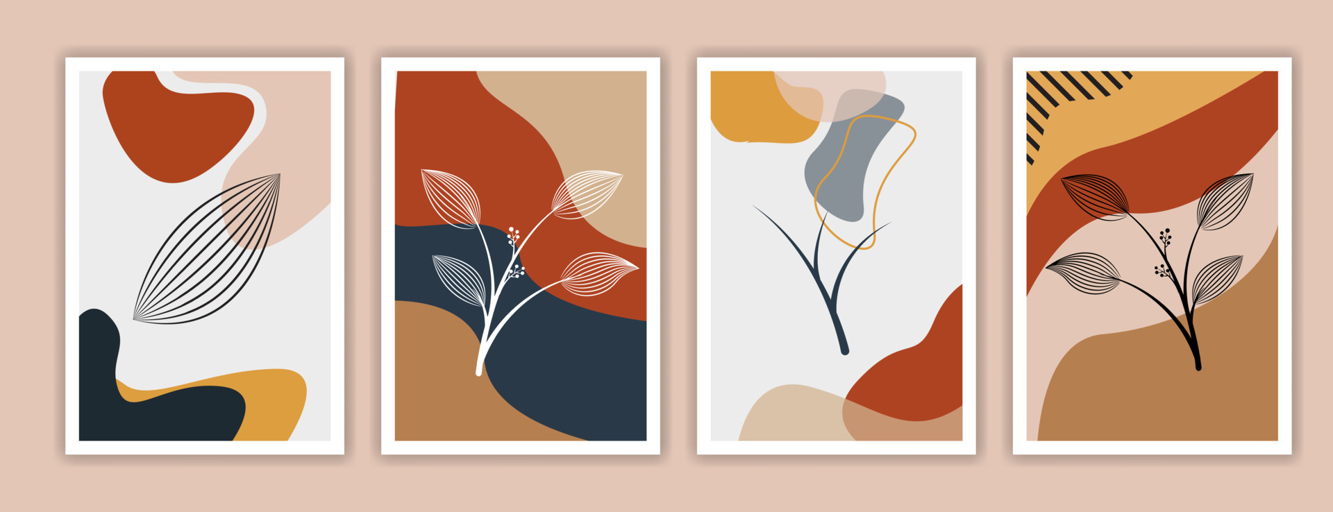 poster templates with organic abstract in floral colors. Contemporary ...