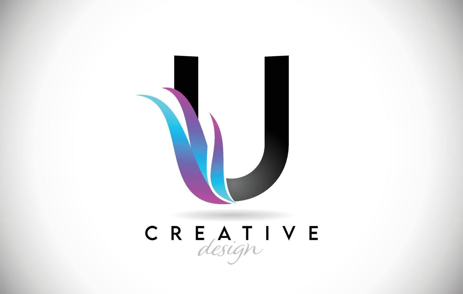 Letter U Logo with creative gradient swooshes. Creative elegant letter U with colorful vector Icon