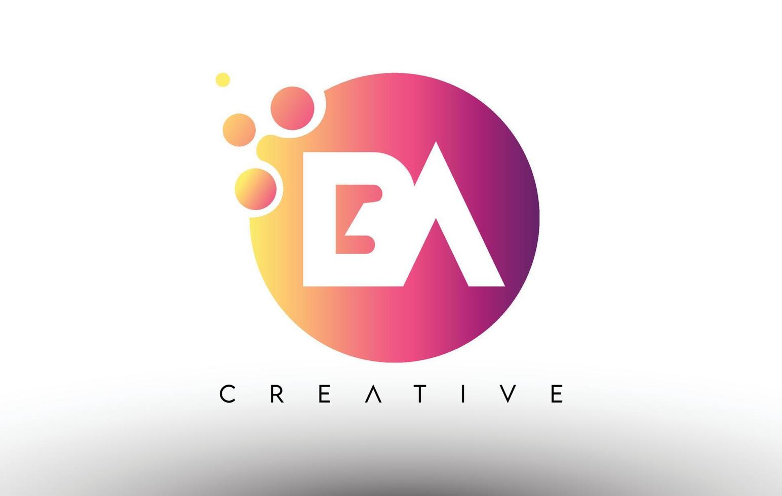 BA Dots Bubbles Letters in a Circle. BA Letter Design Logo with Purple Orange Colors Vector