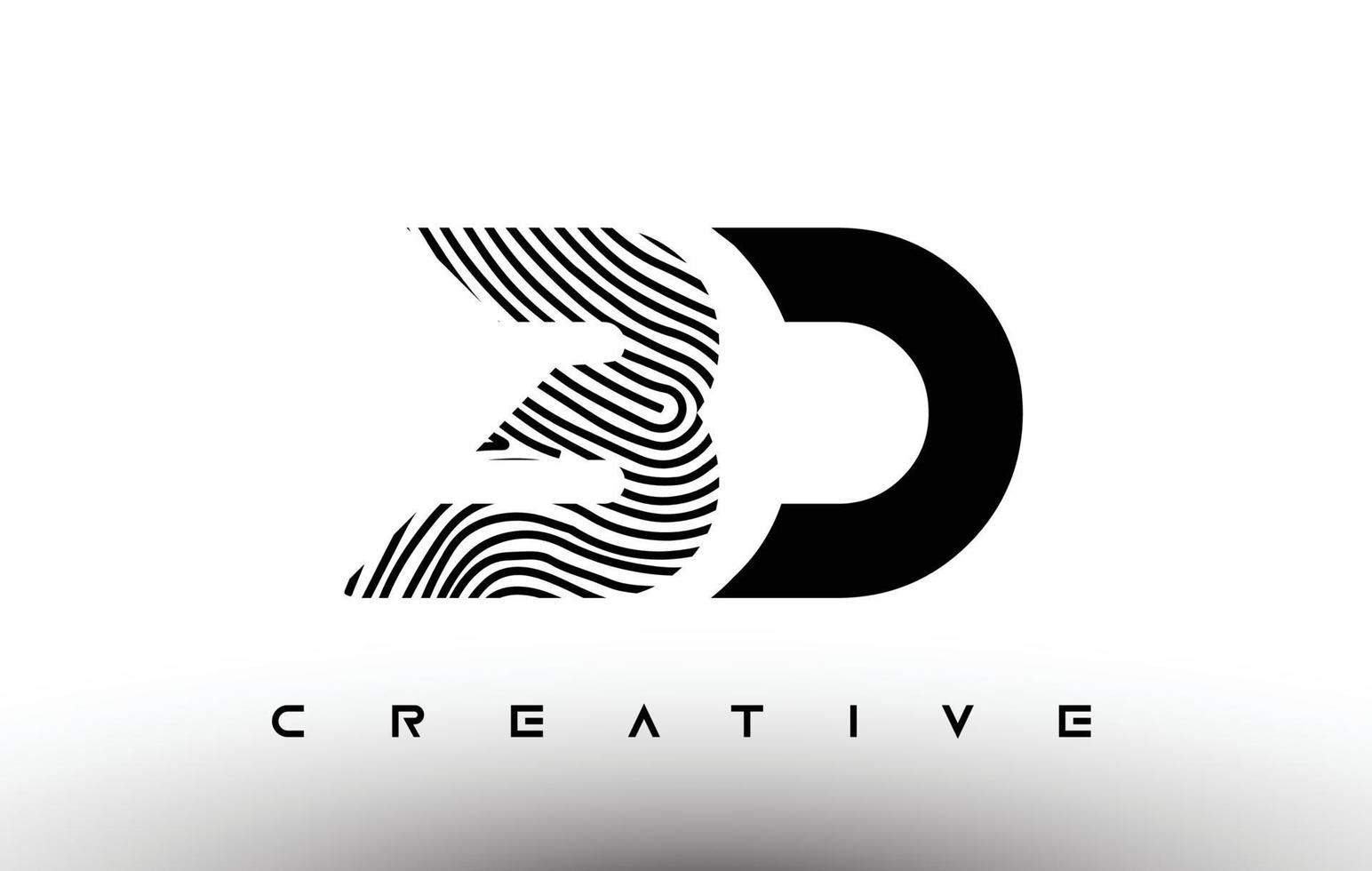 BD Fingerprint zebra Letter Logo Design. BD Logo with fingerprint Creative Icon Vector