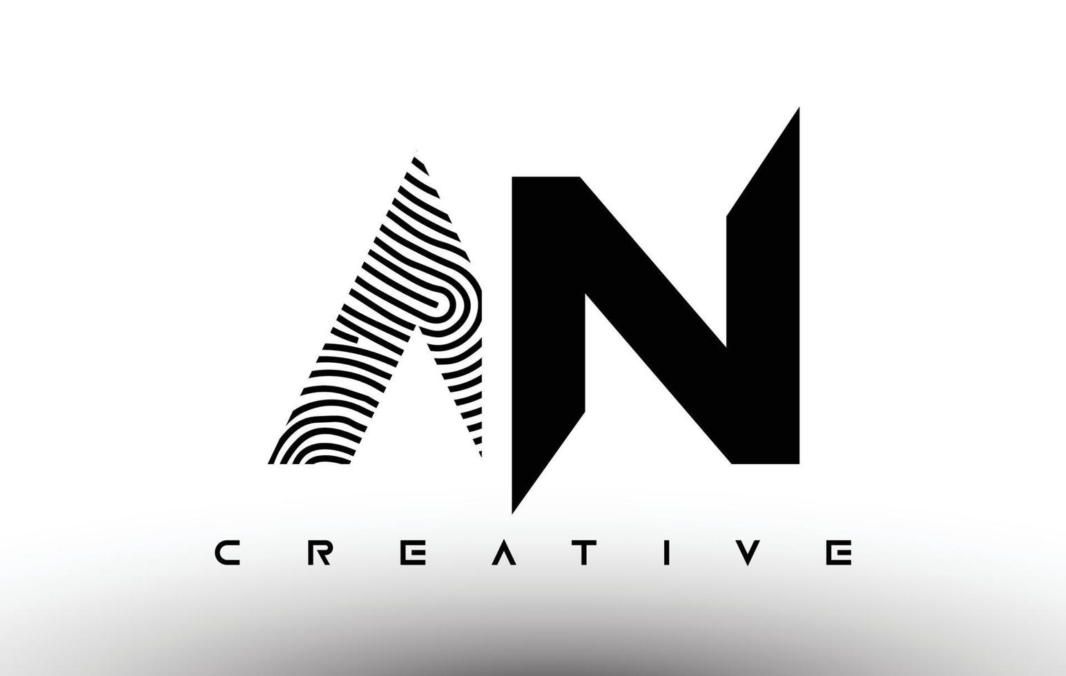 AN Fingerprint zebra Letter Logo Design. AN Logo with fingerprint Creative Icon Vector