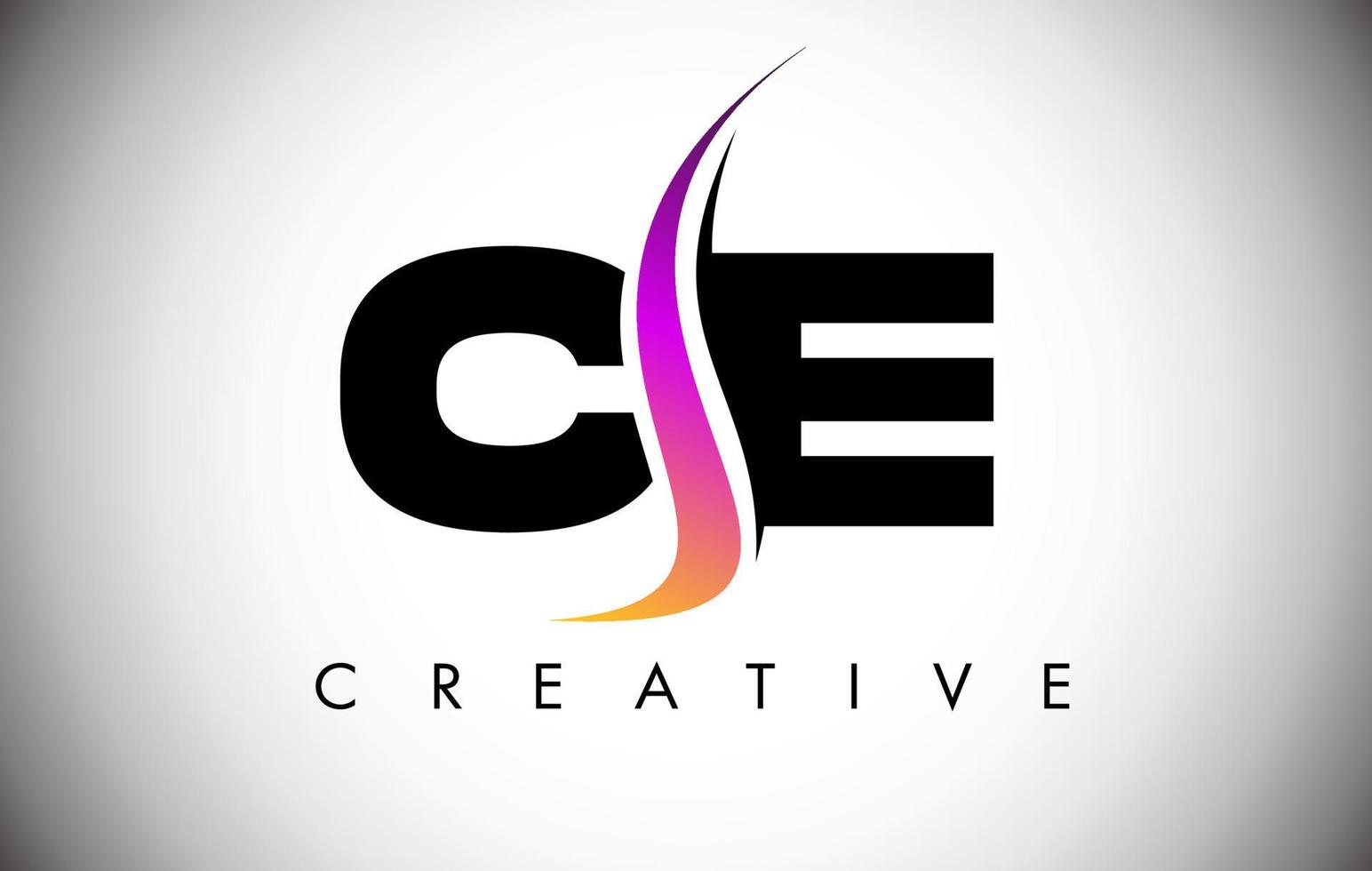Diseño de logotipo de letra CE con shoosh creativo y aspecto moderno. vector