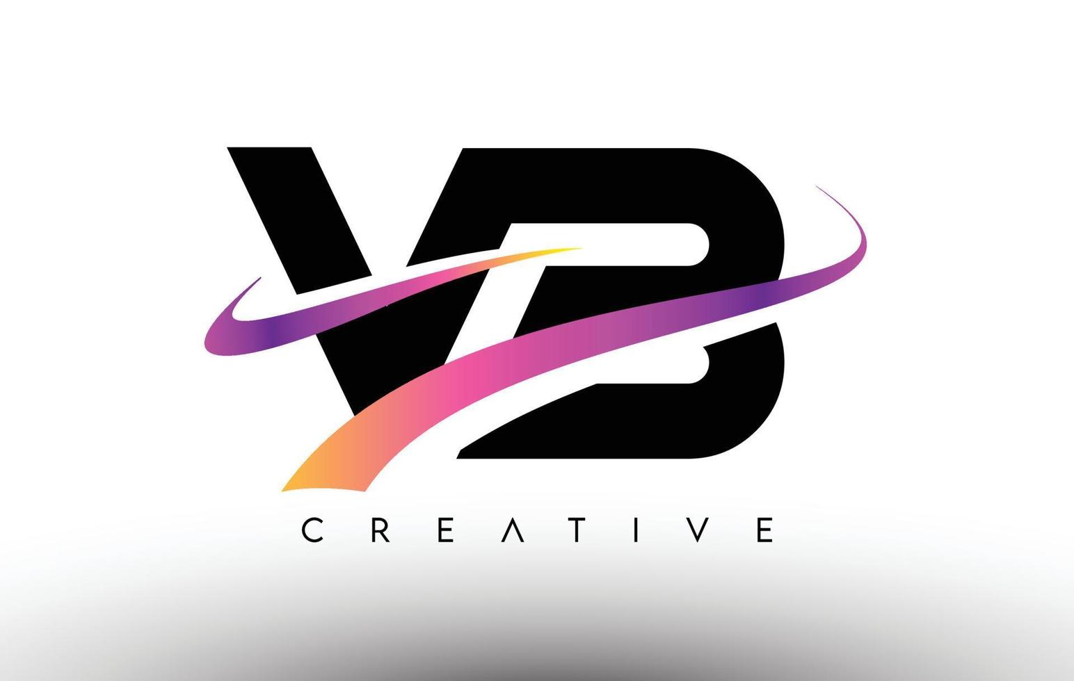 VB Logo Letter Design Icon. VB Letters with Colorful Creative Swoosh Lines vector