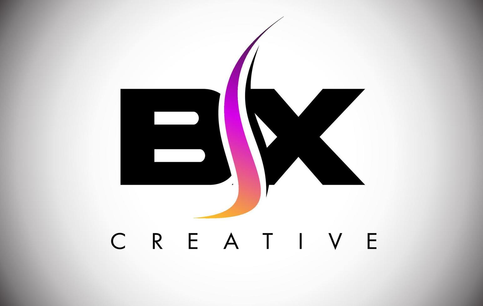 Diseño de logotipo de letra bx con shoosh creativo y aspecto moderno. vector