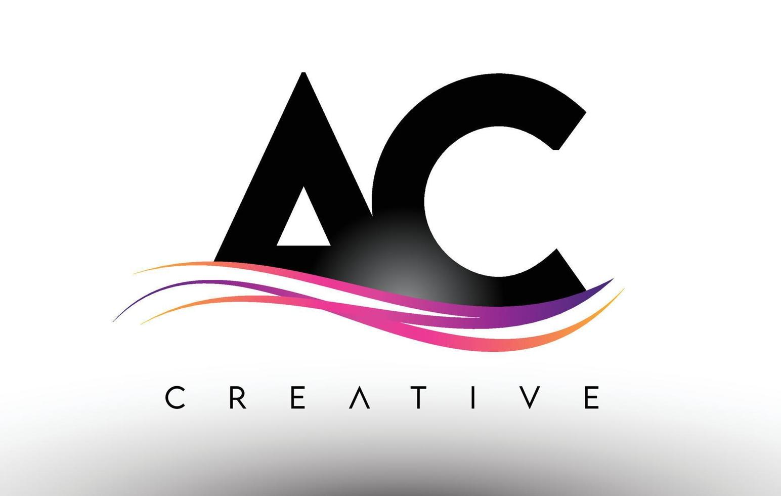 AC Logo Letter Design Icon. AC Letters with Colorful Creative Swoosh Lines vector