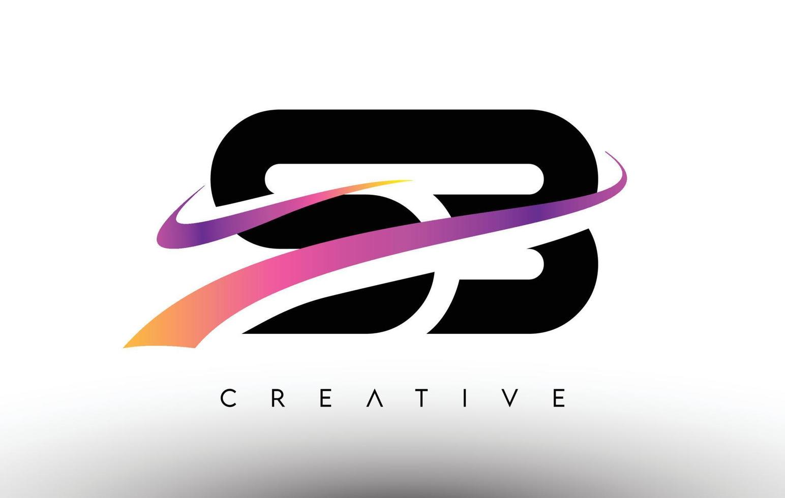 Icono de diseño de letra del logotipo de SB. letras sb con coloridas líneas creativas de swoosh vector