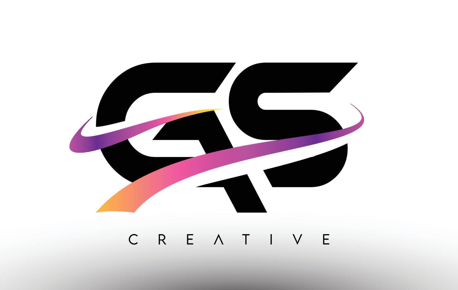 Icono de diseño de letra gs logo. letras gs con coloridas líneas creativas swoosh vector