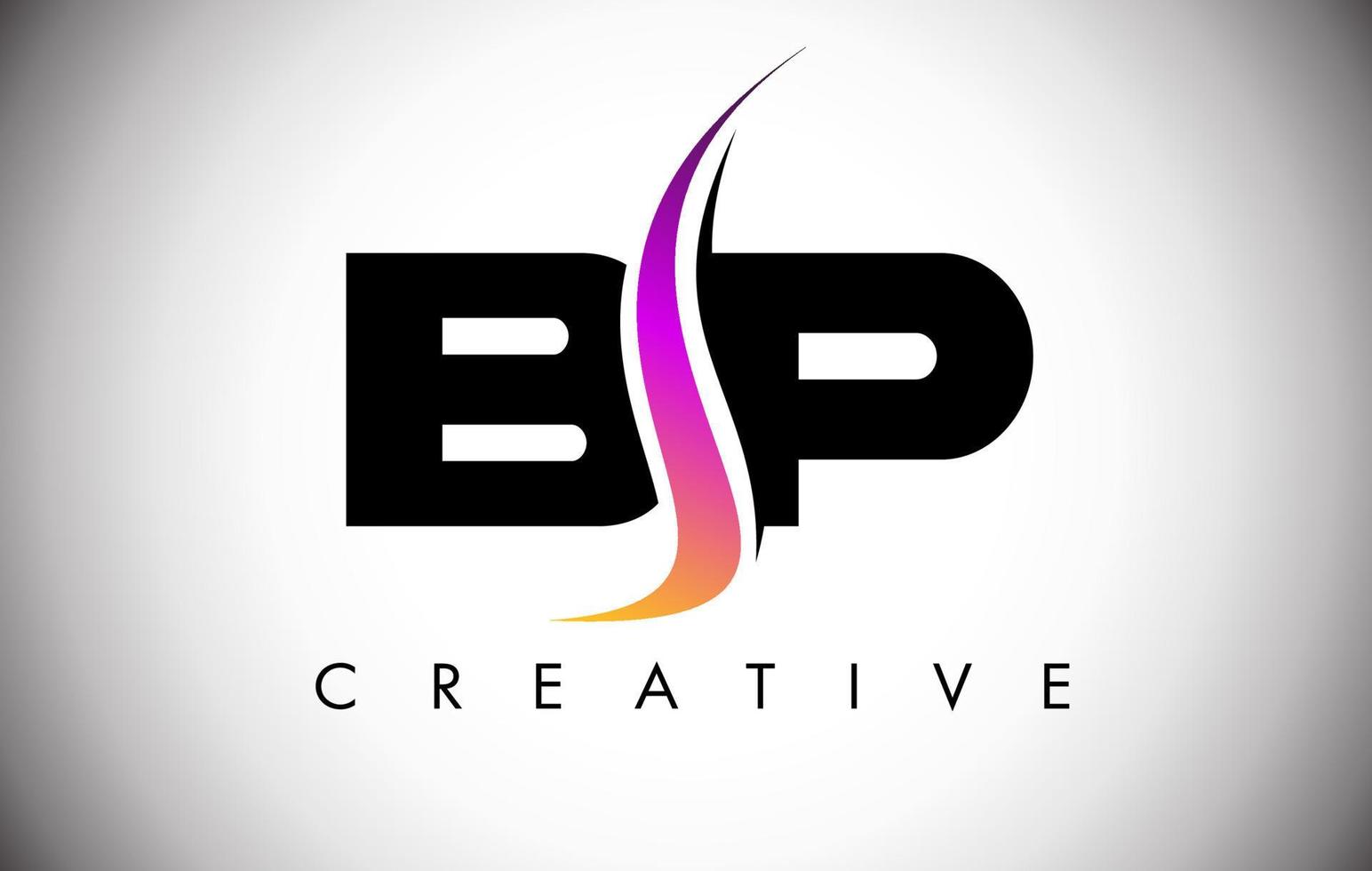 Diseño de logotipo de letra bp con shoosh creativo y aspecto moderno. vector