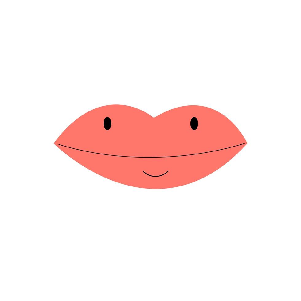 Red lips. Vector isolated on white background, cartoon illustration.