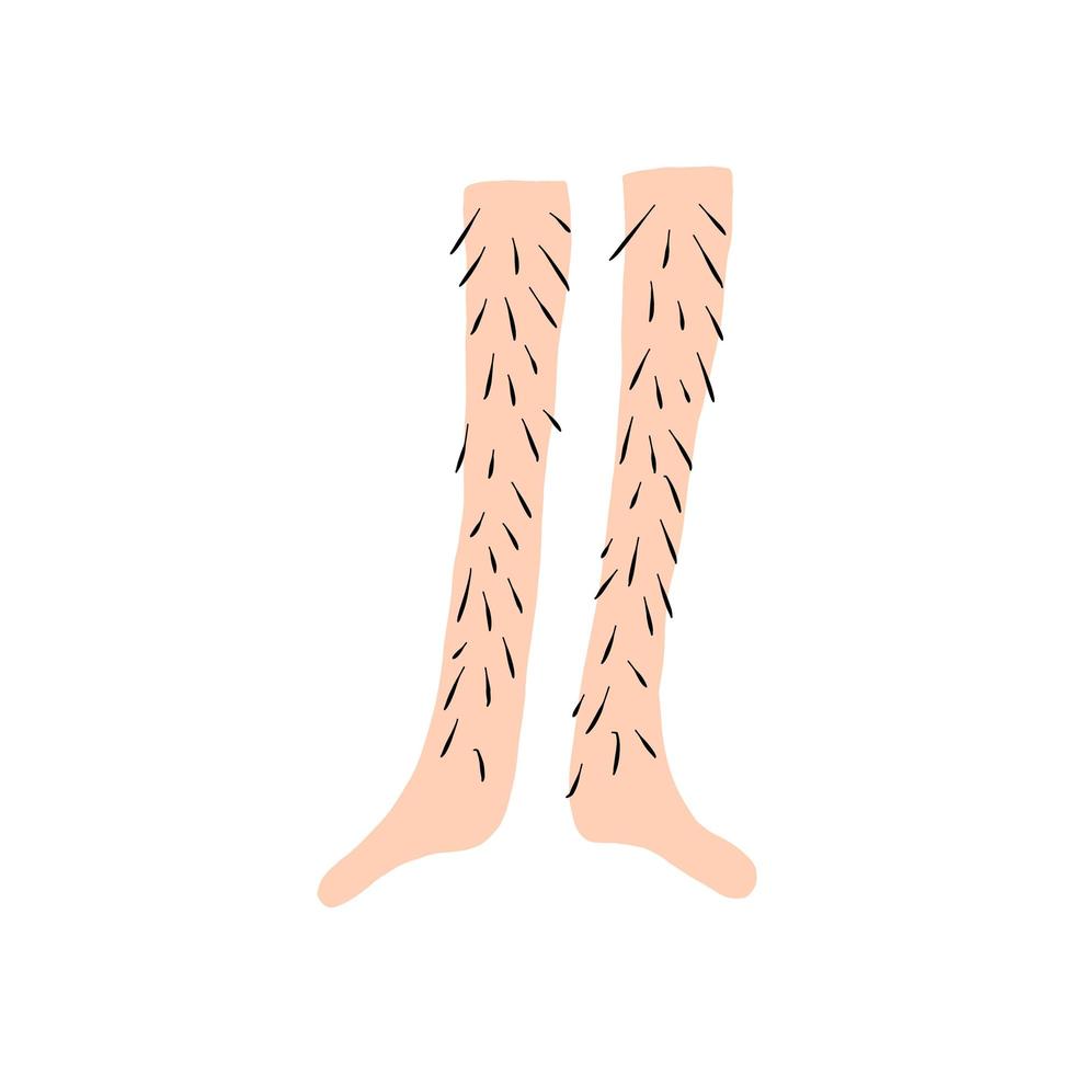 piernas peludas doodle ilustración vectorial, dibujado a mano vector