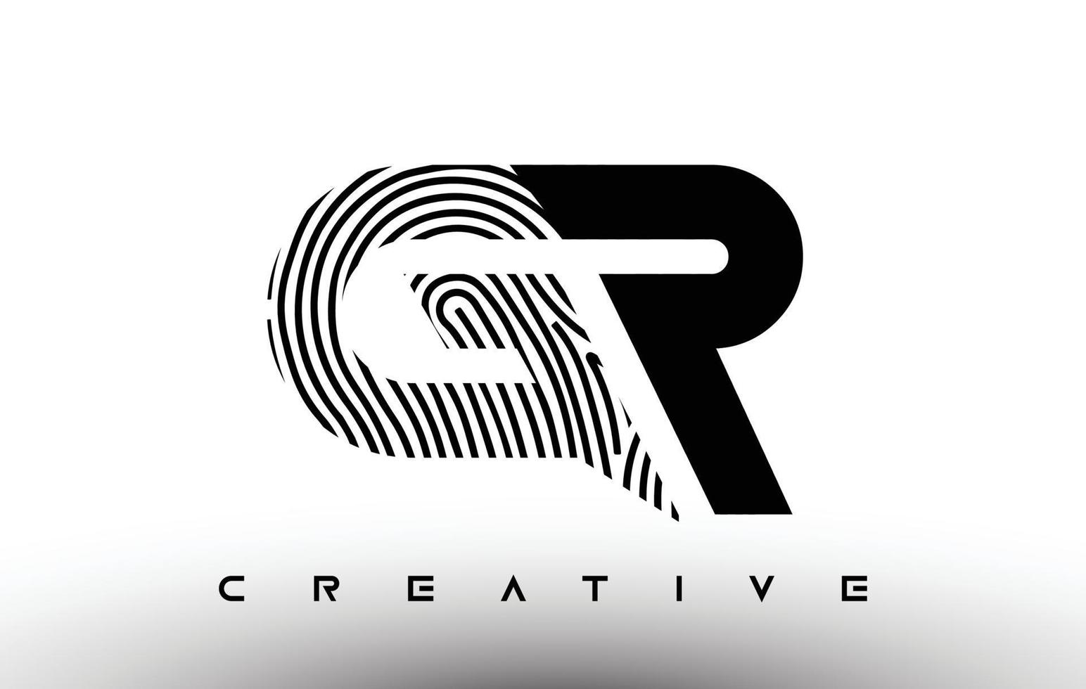 Gr diseño de logotipo de letra de cebra de huellas dactilares. gr logo con vector de icono creativo de huella digital