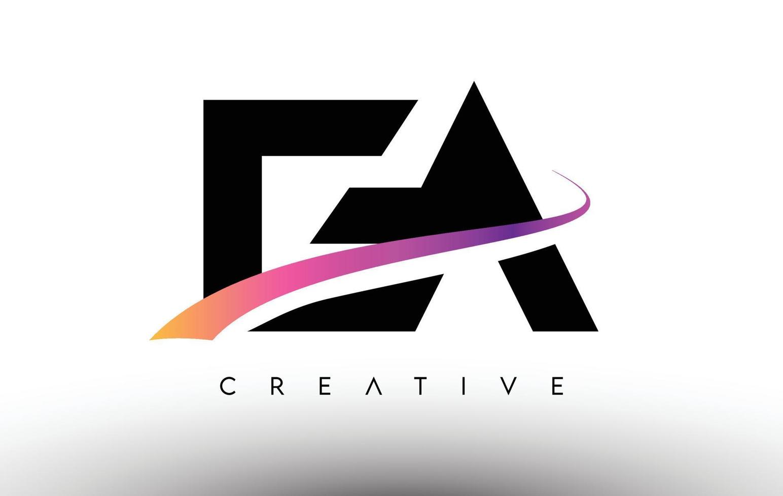 EA logo icono de diseño de letra. letras ea con coloridas líneas creativas swoosh vector