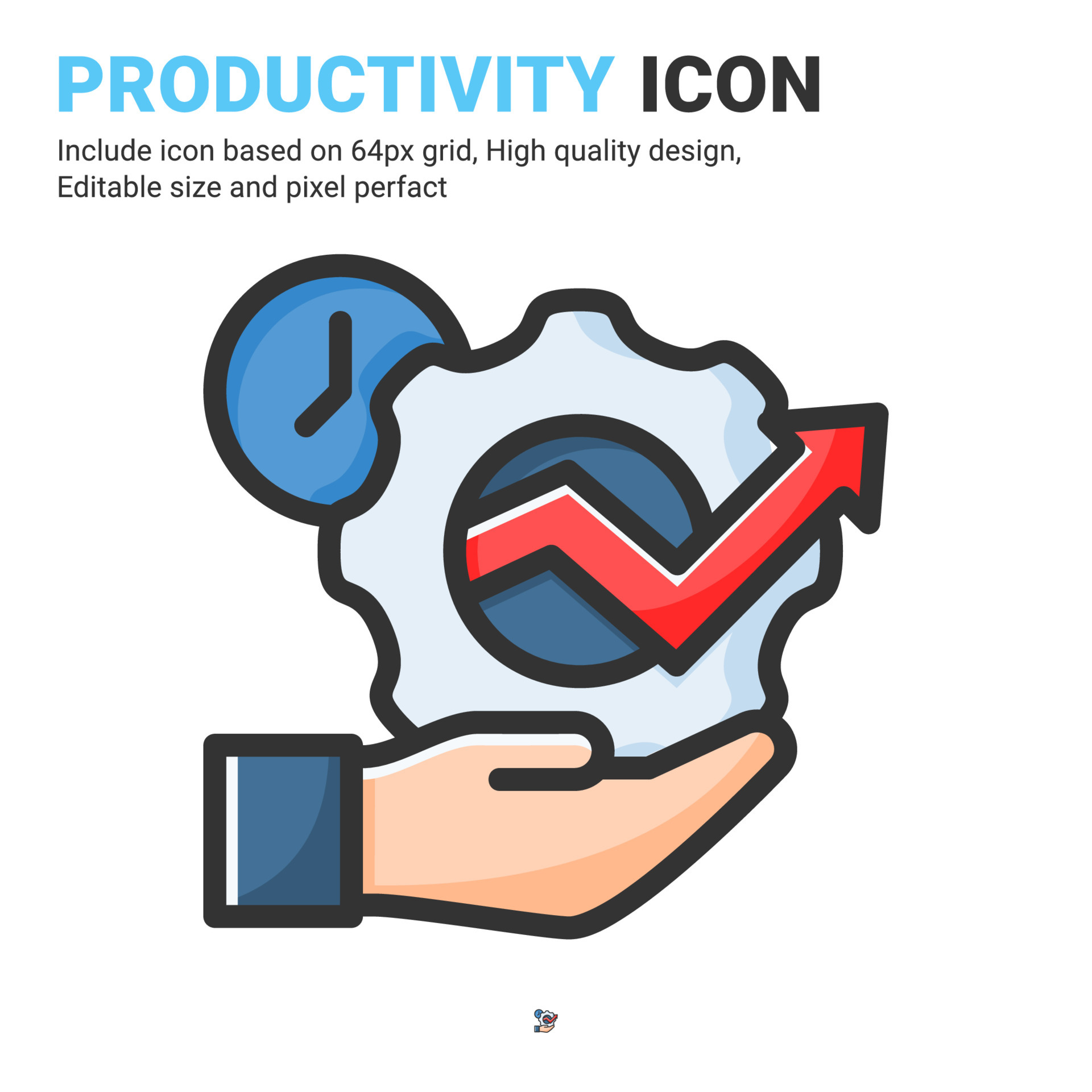 Productivity icon vector with outline color style isolated on white