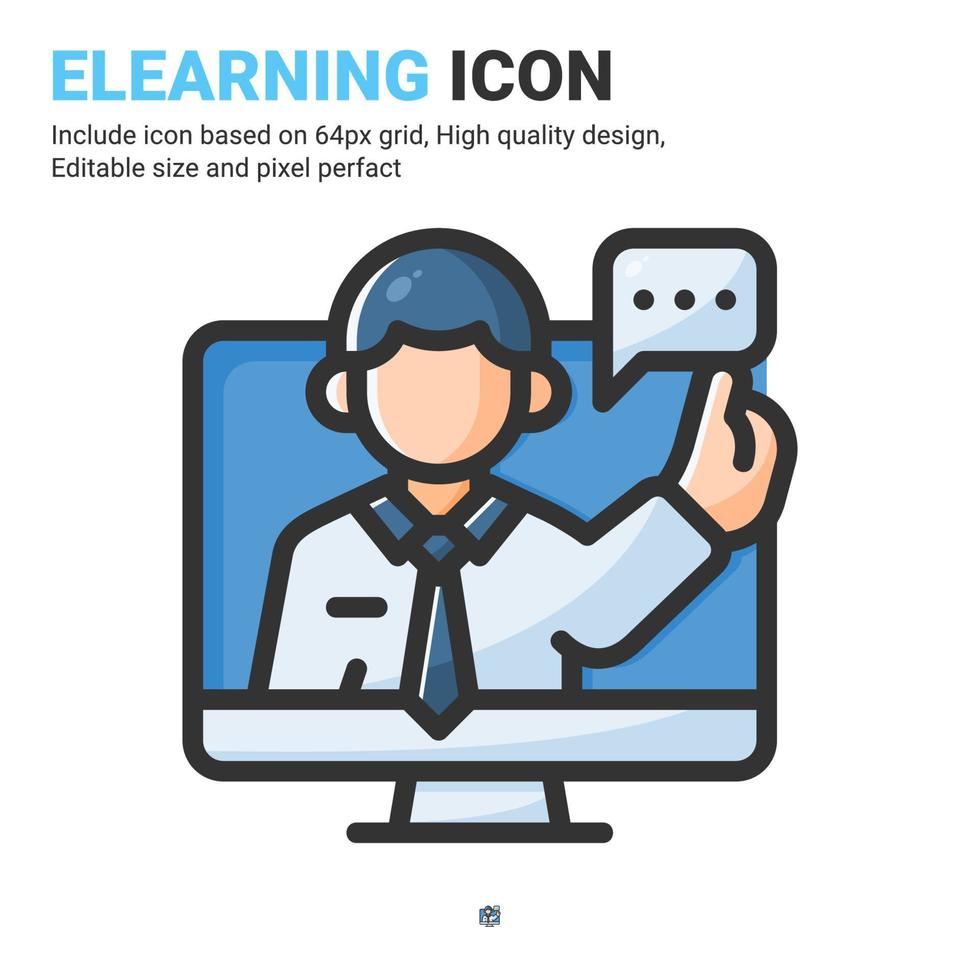 vector de icono de consultoría en línea con estilo de color de contorno aislado sobre fondo blanco. ilustración vectorial concepto de icono de símbolo de signo de elearning para negocios, finanzas, industria, empresa, web y proyecto