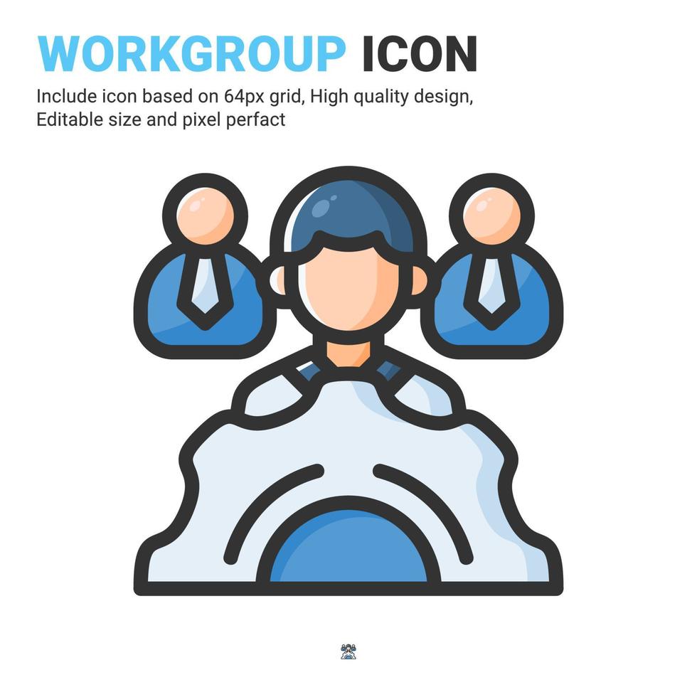 Workgroup icon vector with outline color style isolated on white background. Vector illustration teamwork sign symbol icon concept for business, finance, industry, company, apps, web and all project