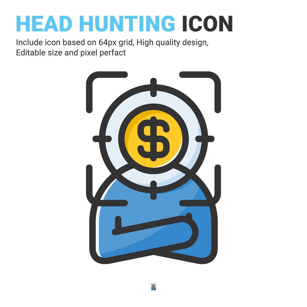 Head hunting icon vector with outline color style isolated on white background. Vector illustration recruitment sign symbol icon concept for business, finance, industry, company, web, apps and project