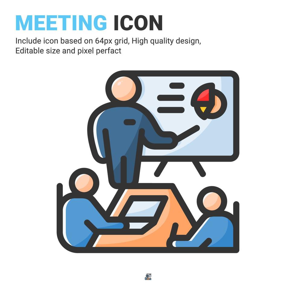 Meeting icon vector with outline color style isolated on white background. Vector illustration presentation sign symbol icon concept for business, finance, industry, company, apps, web and all project