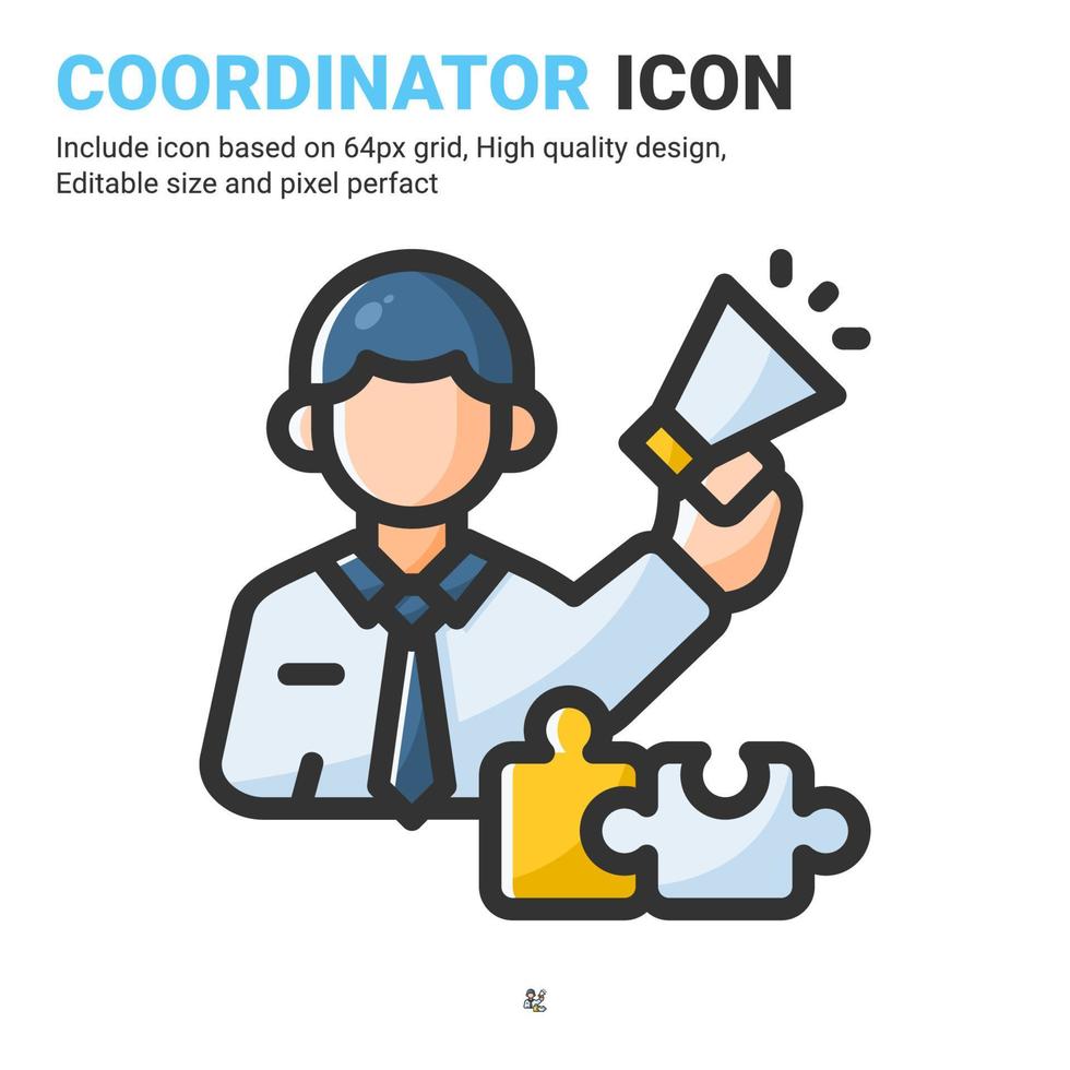 Coordinator icon vector with outline color style isolated on white background. Vector illustration manager sign symbol icon concept for business, finance, industry, company, apps, web and project