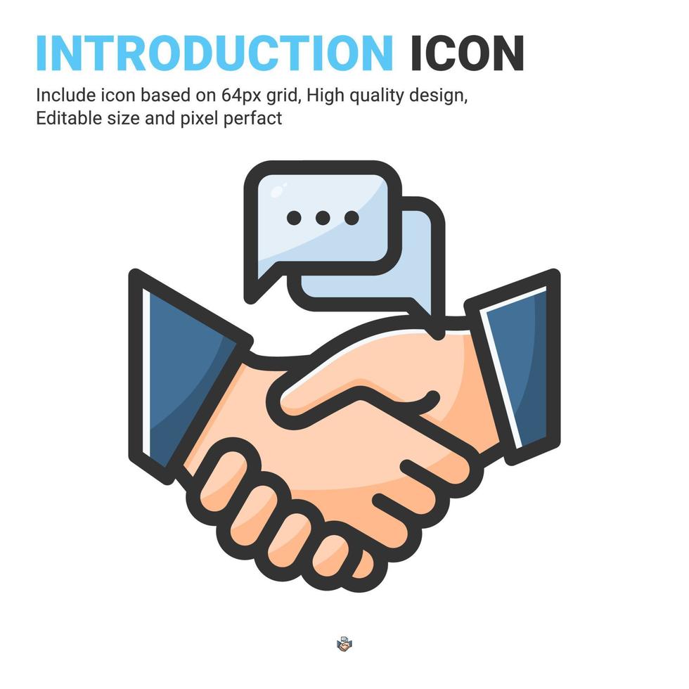 vector de icono de introducción con estilo de color de contorno aislado sobre fondo blanco. ilustración vectorial concepto de icono de símbolo de signo de interacción para negocios, finanzas, industria, empresa, aplicaciones, web y proyecto