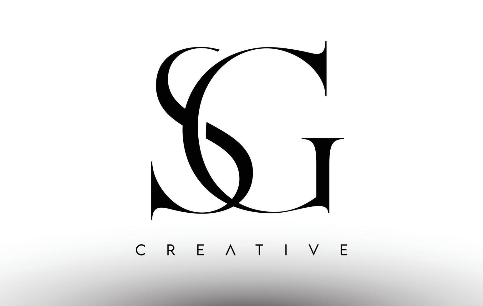 Logotipo de letra moderna con serif minimalista sg en blanco y negro. vector de icono de diseño de logotipo serif creativo sg