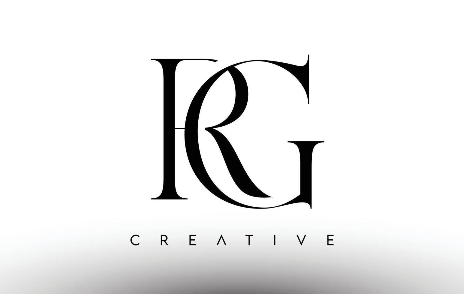 Logotipo de letra moderna serif minimalista rg en blanco y negro. rg creative serif logo diseño icono vector