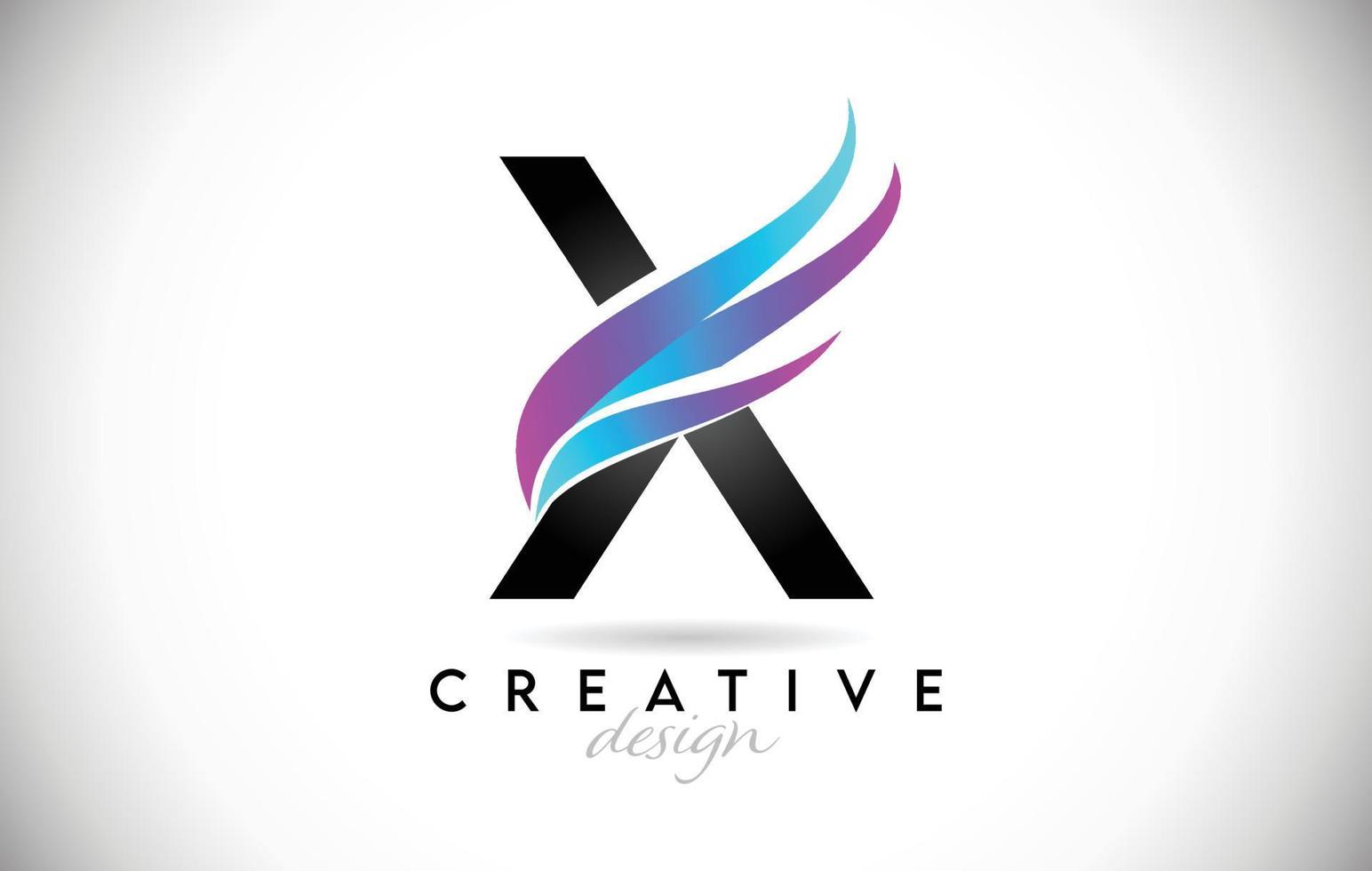 Letter X Logo with creative gradient swooshes.Creative elegant letter X with colorful vector Icon