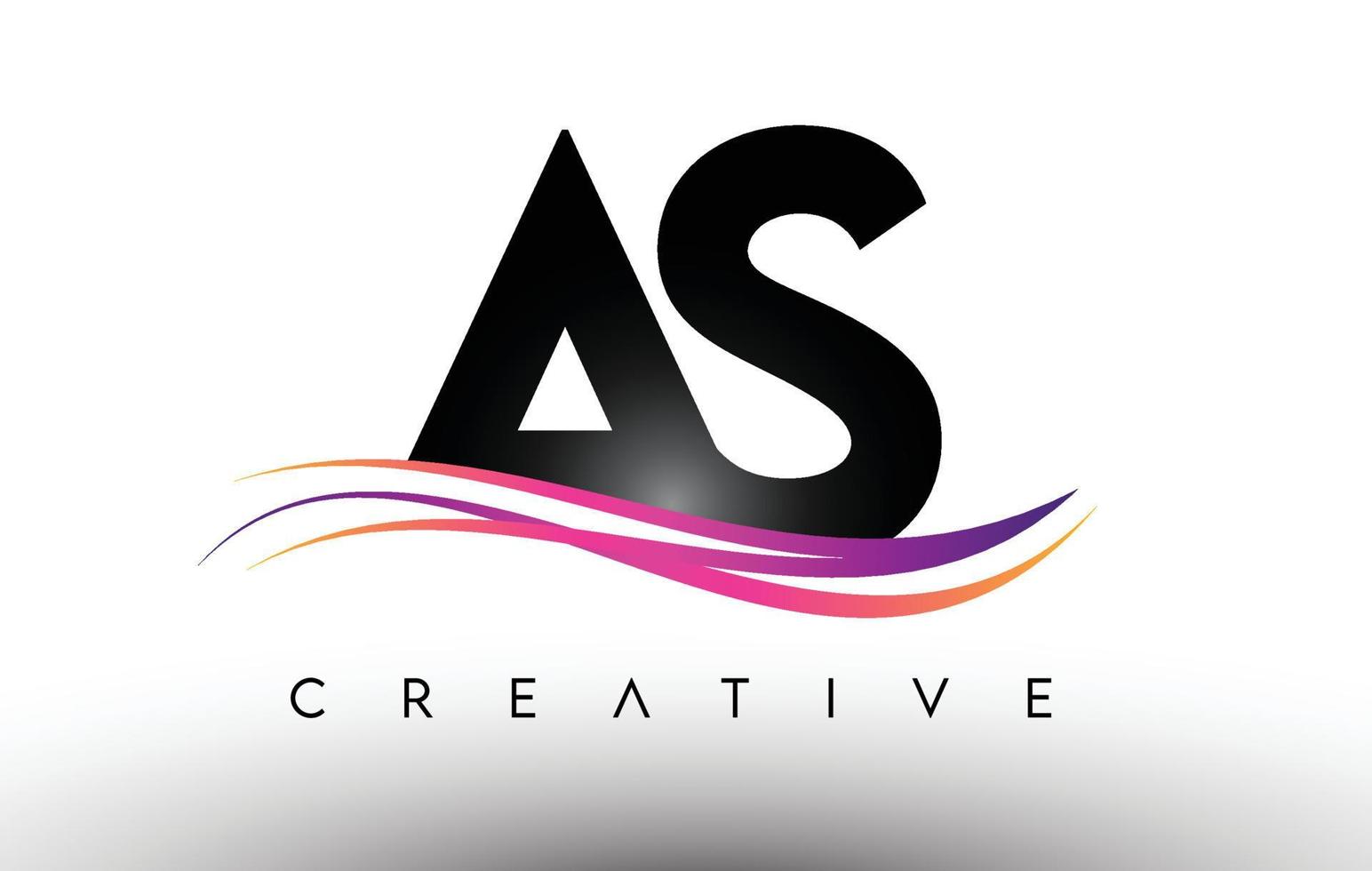 AS Logo Letter Design Icon. AS Letters with Colorful Creative Swoosh Lines vector