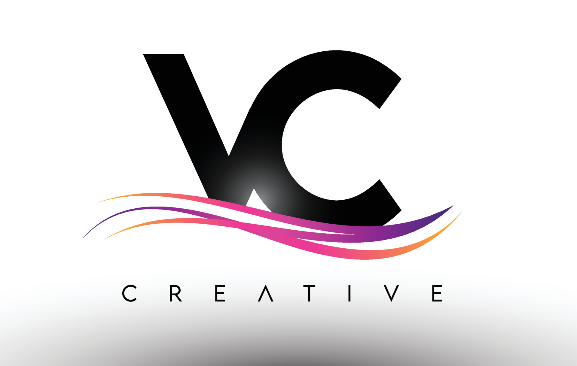 VC Logo Letter Design Icon. VC Letters with Colorful Creative Swoosh