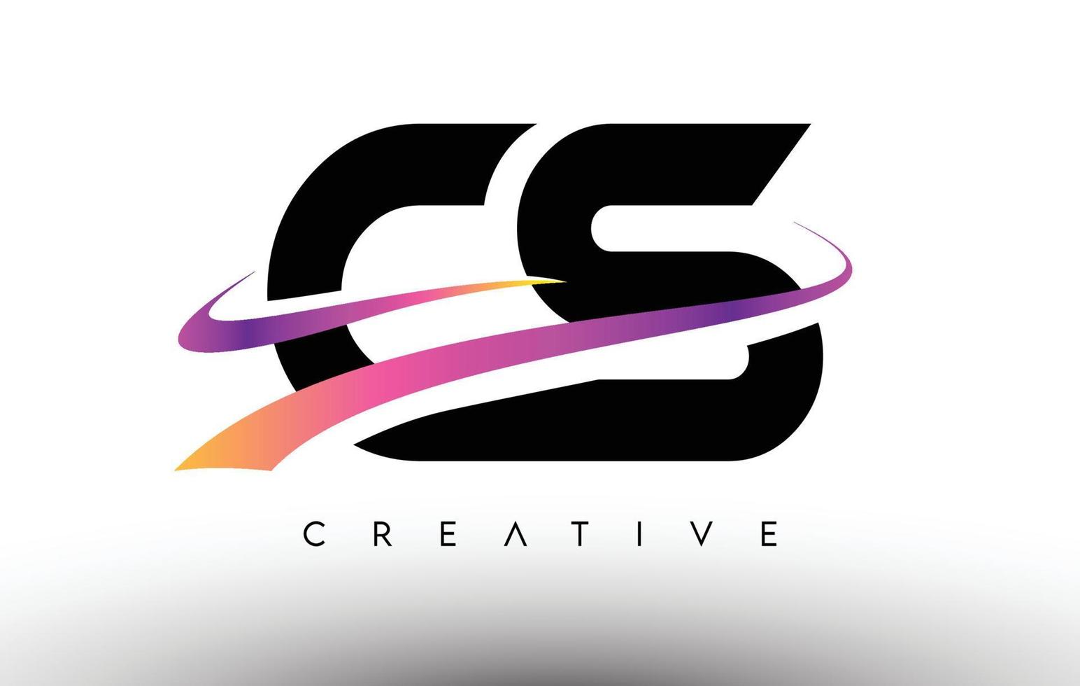CS Logo Letter Design Icon. CS Letters with Colorful Creative Swoosh Lines vector