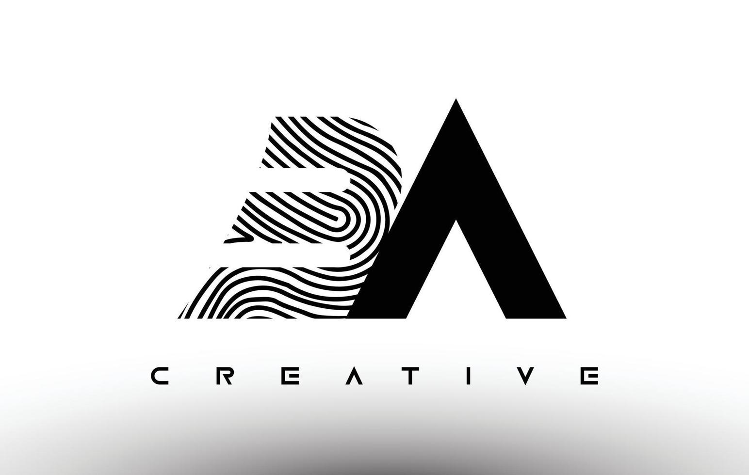 Diseño de logotipo de letra de cebra de huella digital de ba. ba logo con vector de icono creativo de huella digital