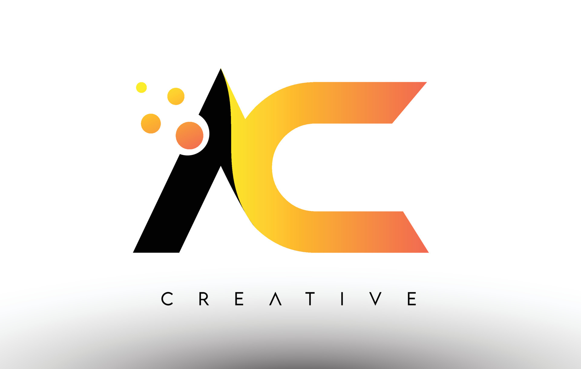 AC Black Orange Letter Logo Design. AC Icon with Dots and Bubbles