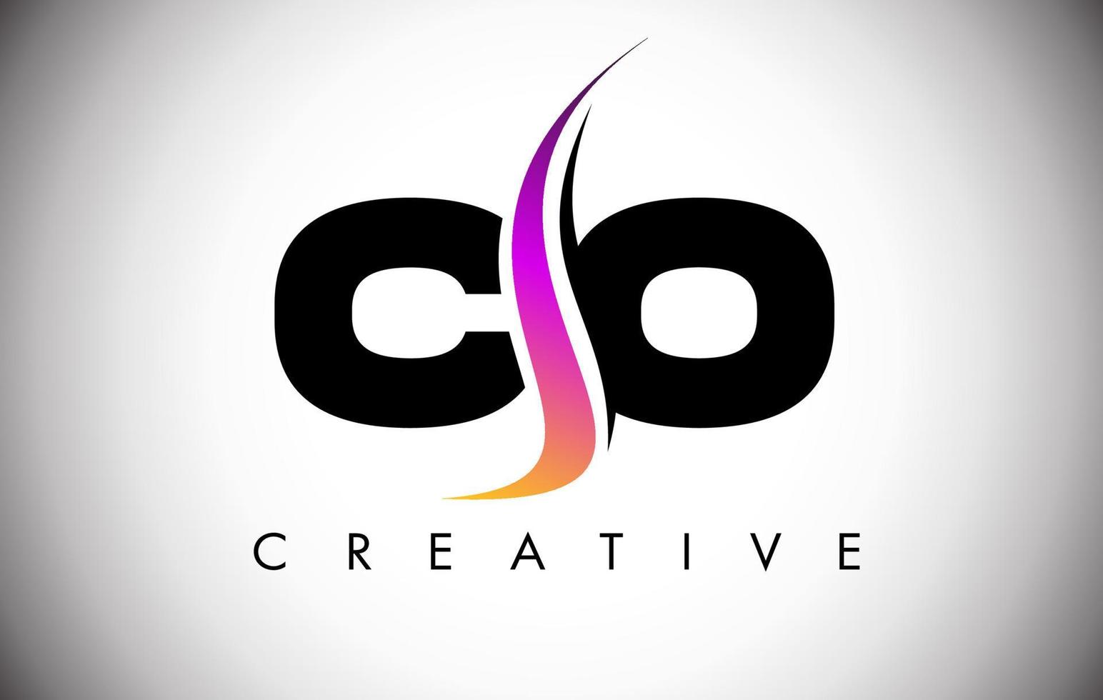 Diseño de logotipo de letra co con shoosh creativo y aspecto moderno. vector