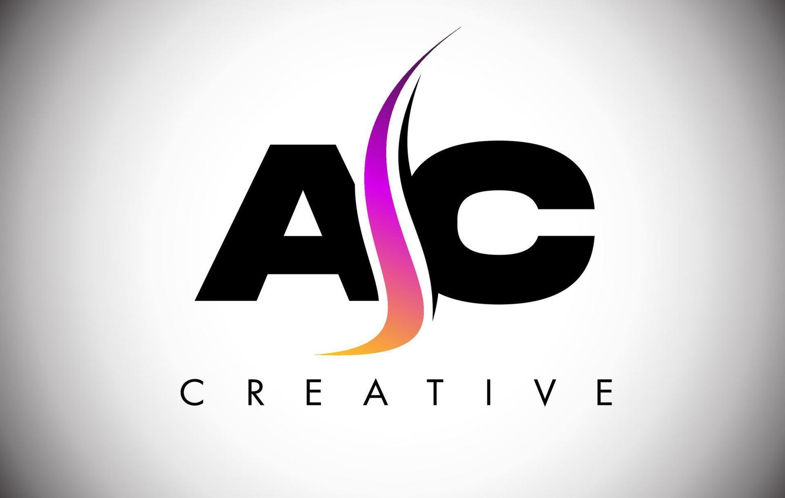 Diseño de logotipo de letra ac con shoosh creativo y aspecto moderno. vector