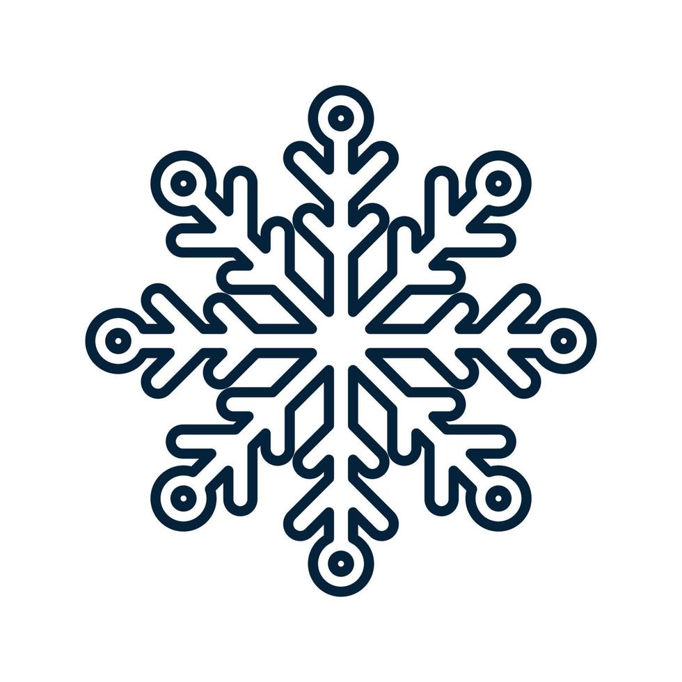 pictograma de copo de nieve. Símbolo tradicional de Navidad e invierno para diseño y decoración de logotipos, web, impresiones, adhesivos, emblemas, tarjetas de felicitación e invitaciones. vector