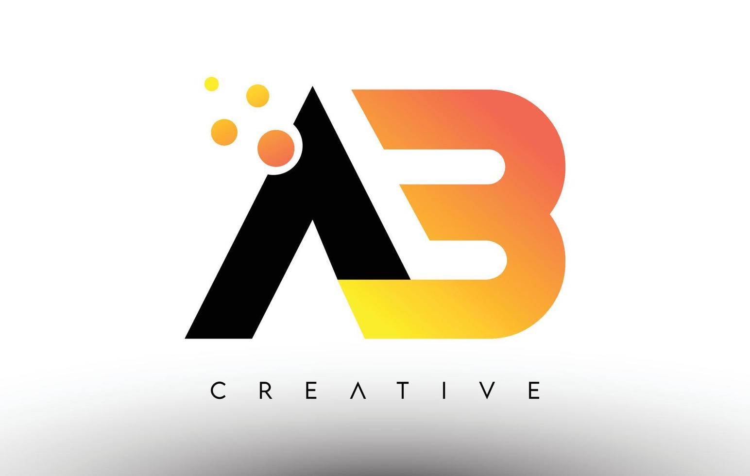 ab diseño de logotipo letra naranja negra. icono de ab con puntos y burbujas vector logo