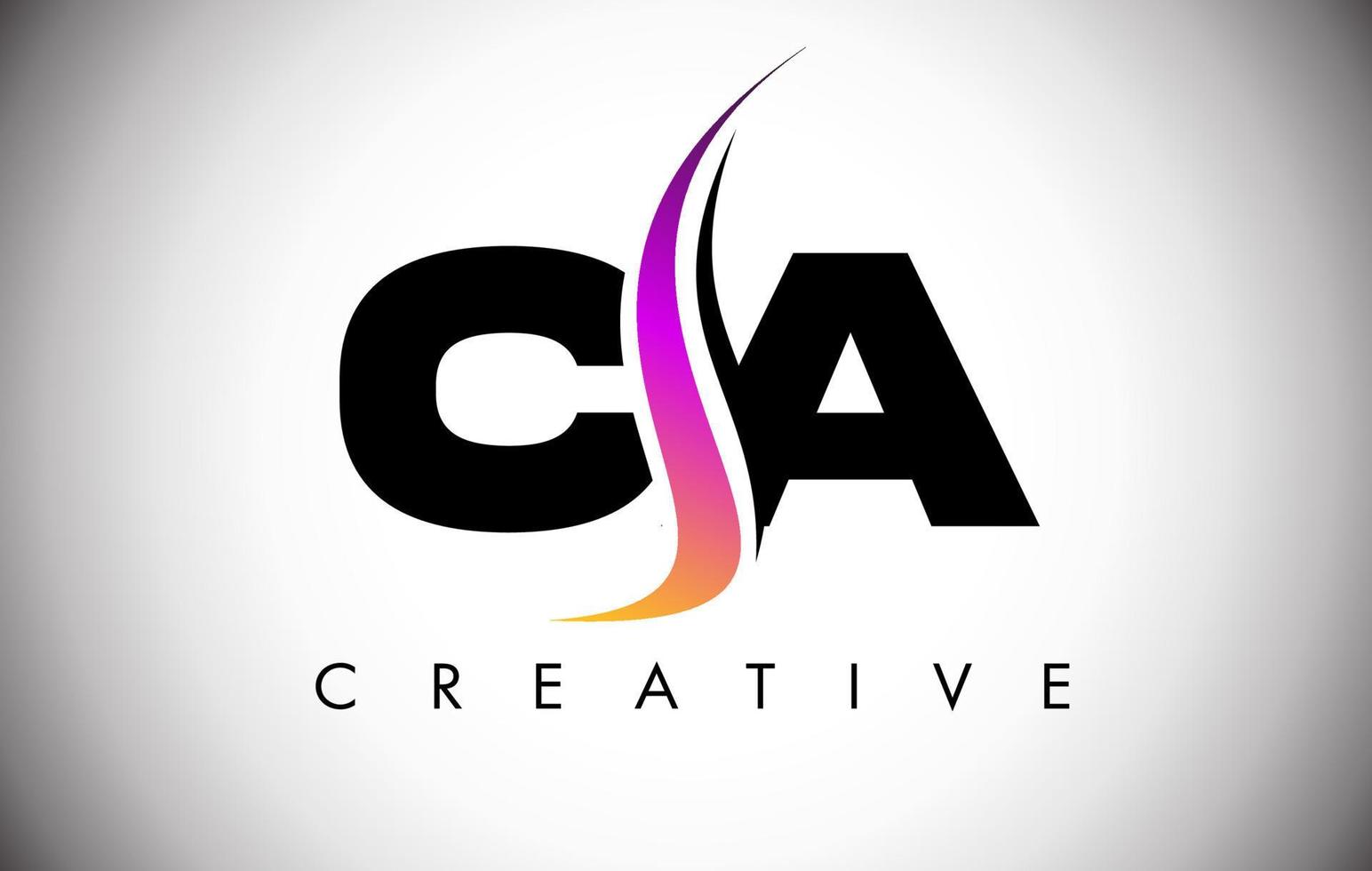 Diseño de logotipo de letra CA con shoosh creativo y aspecto moderno. vector