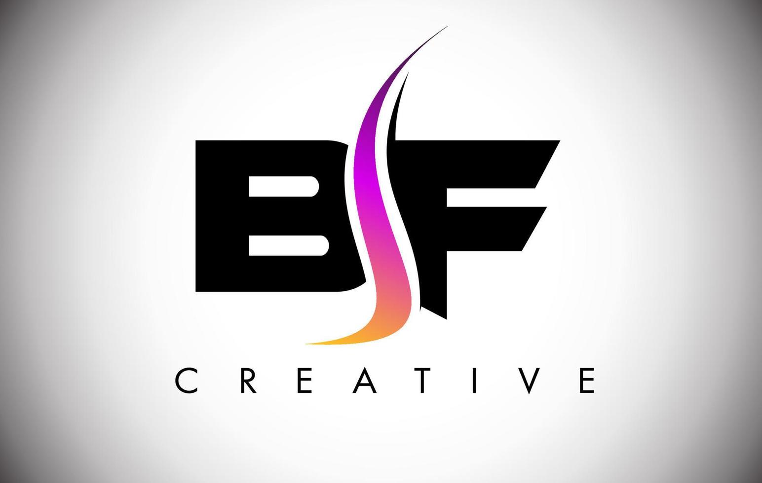 Diseño de logotipo de letra bf con shoosh creativo y aspecto moderno. vector