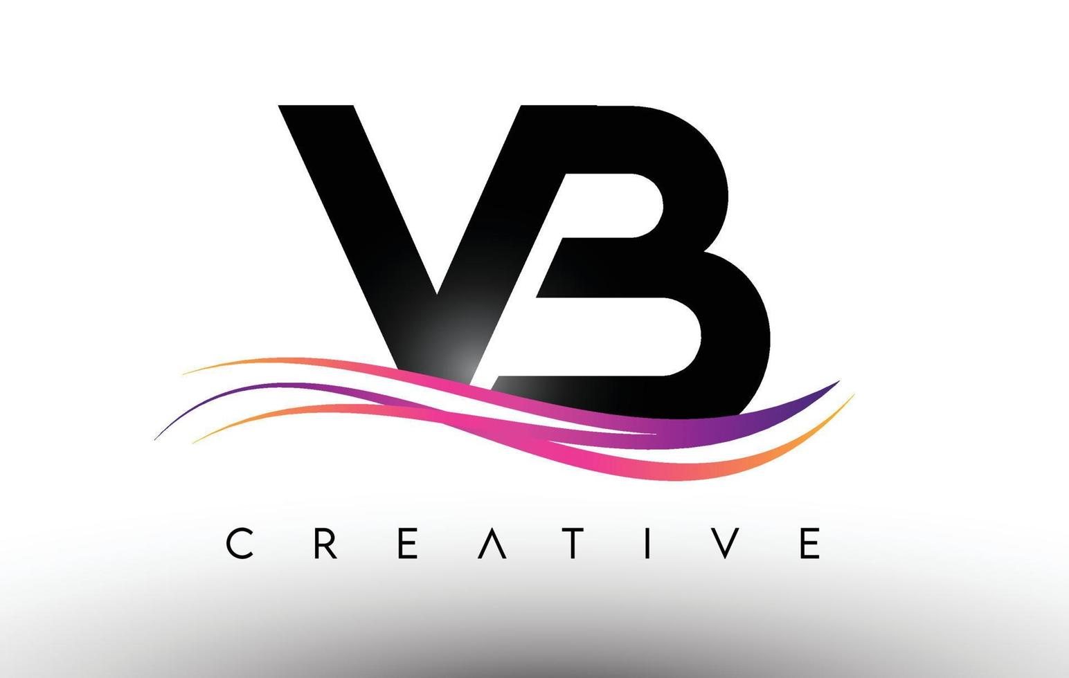 Icono de diseño de letra de logotipo vb. letras vb con coloridas líneas creativas swoosh vector