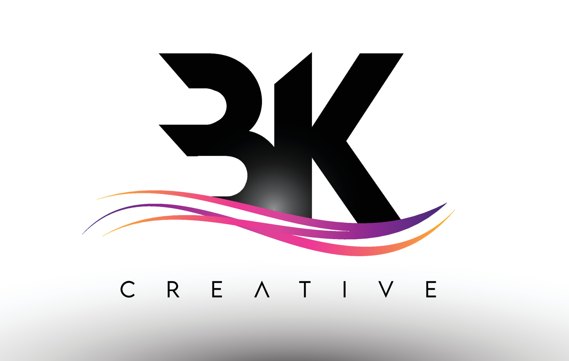 BK Logo Letter Design Icon. BK Letters with Colorful Creative Swoosh