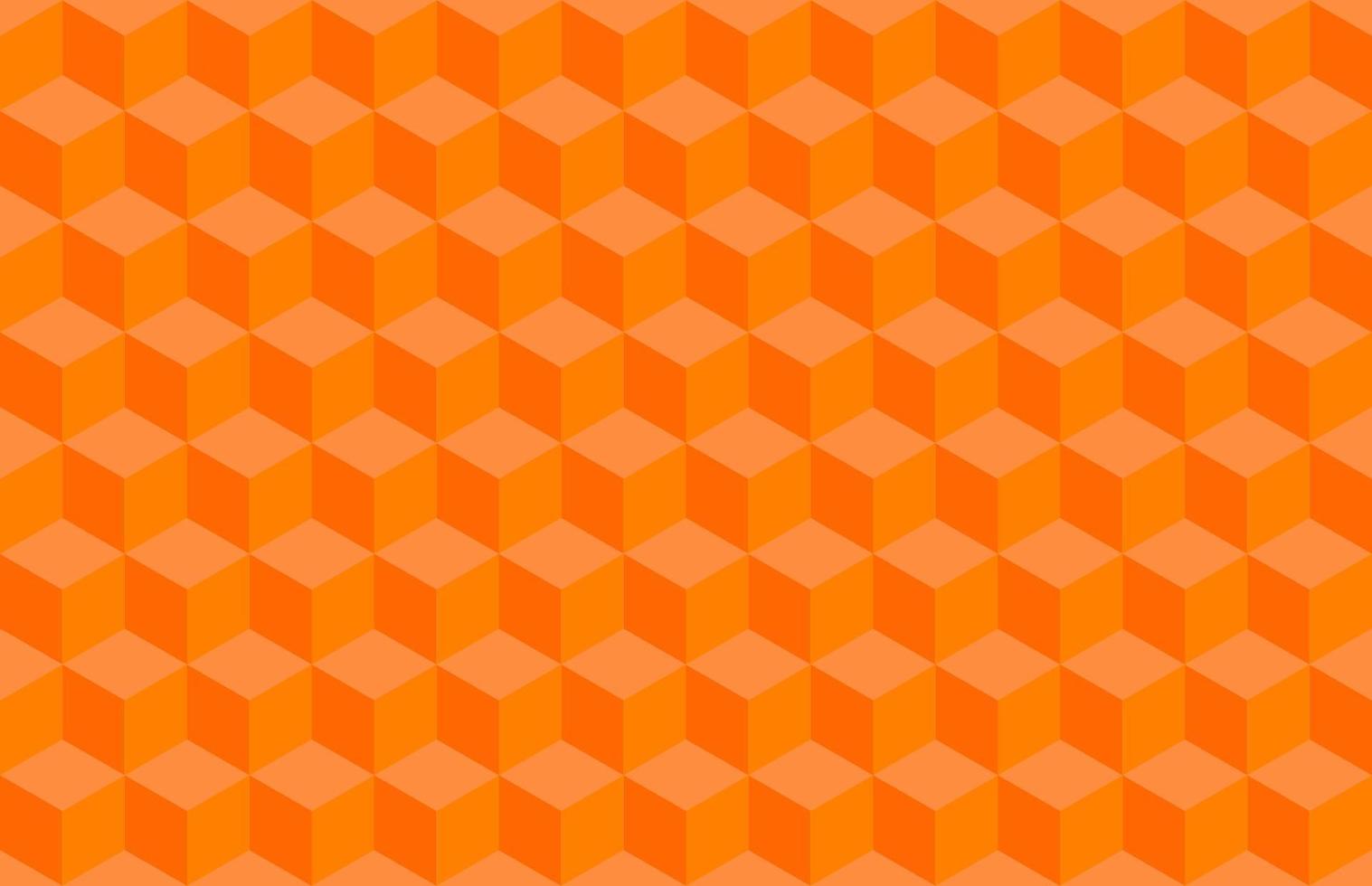 Orange Isometric cube Shape Background texture. Seamless pattern vector illustration