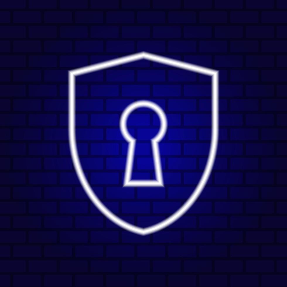 Cyber Security Neon Vector, Line Icon, flat design. vector