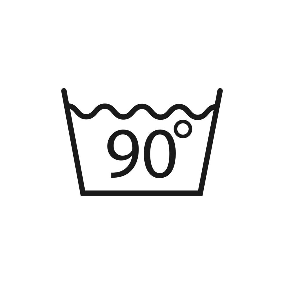 Machine wash hot 90, washing icon. Vector illustration, flat design